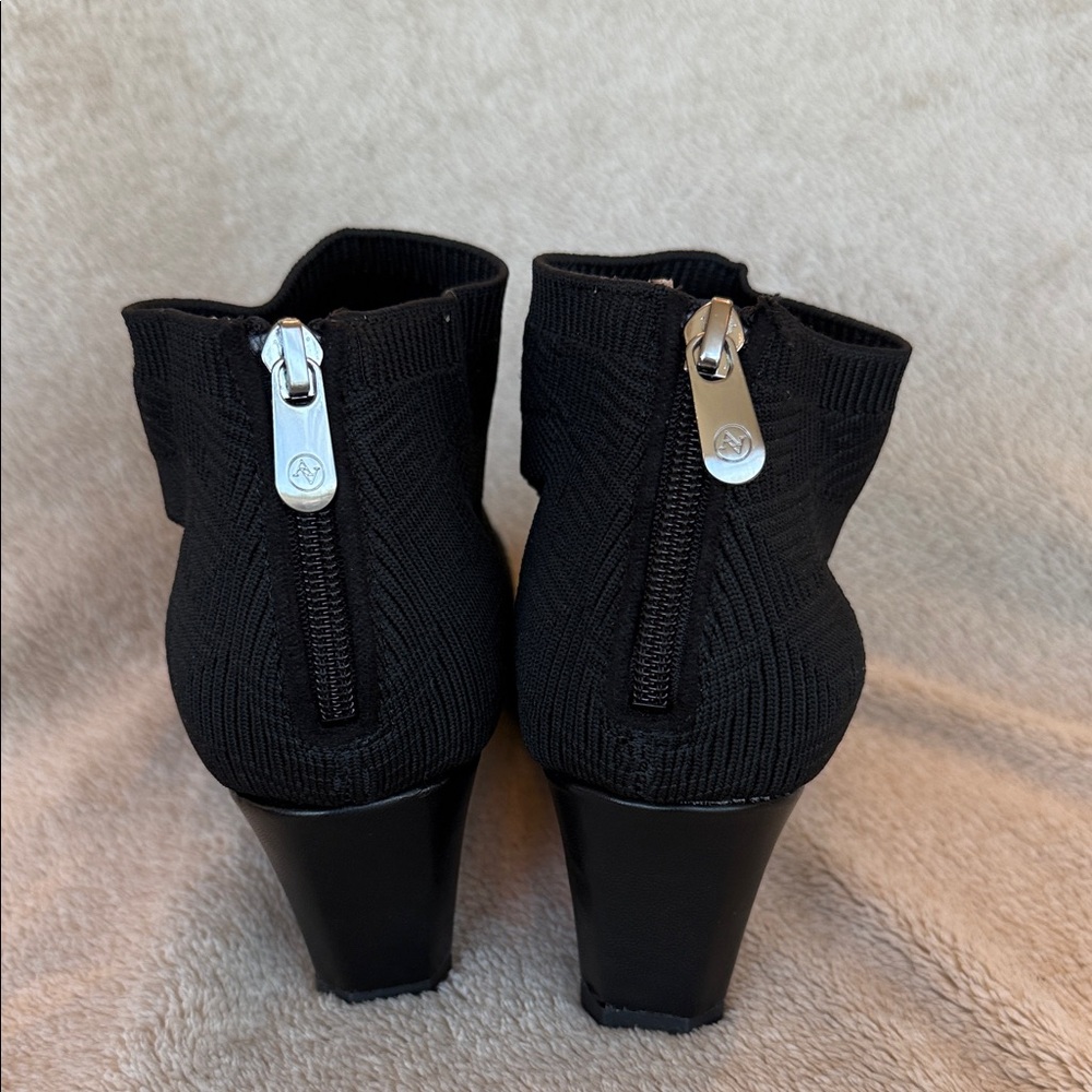 Adrienne Vittadini Black Peep-Toe Wedges - Picture 4 of 7